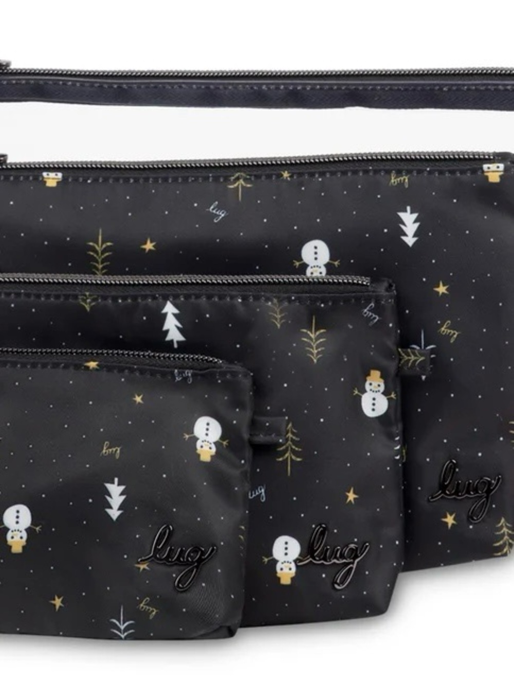 Lug Tackle 4pc Storage Pouches. Black Snowman print. NWT - Picture 2 of 8